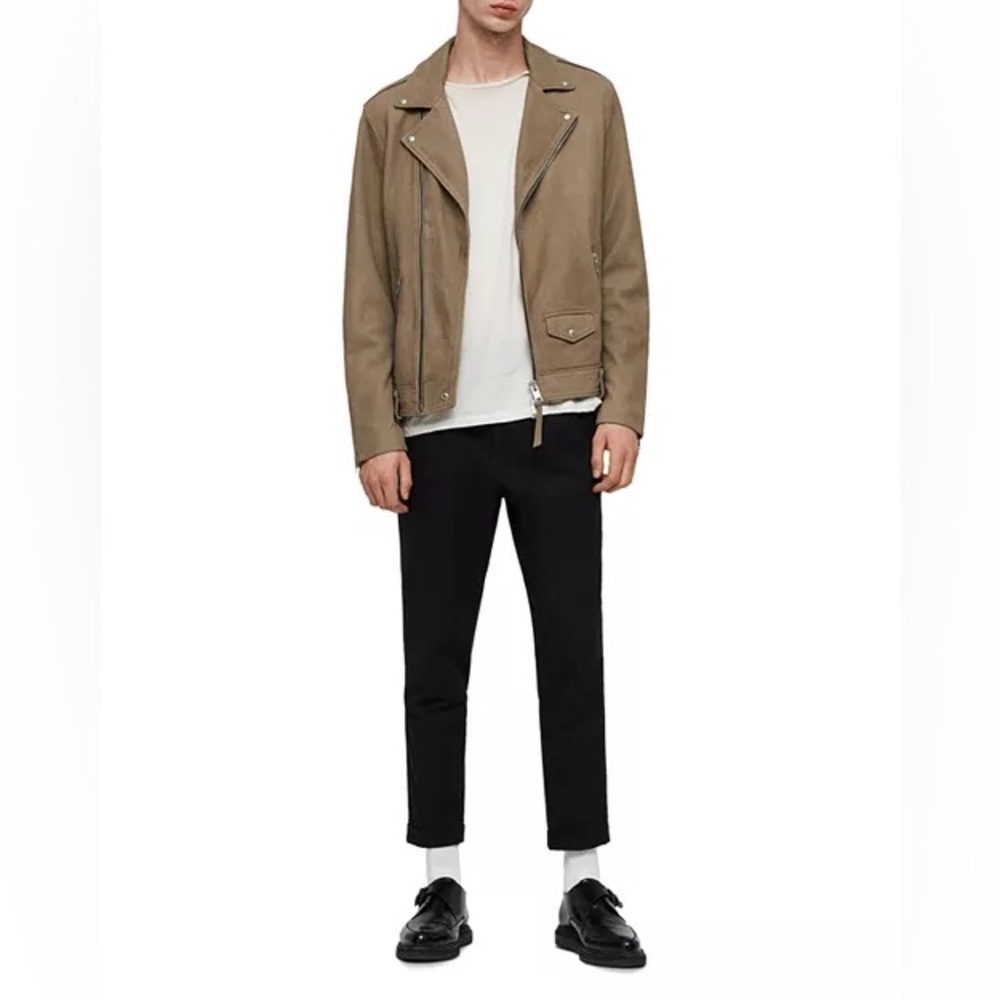 ALLSAINTS Men’s Milo Leather Regular Fit Biker Jacket. Size XS.